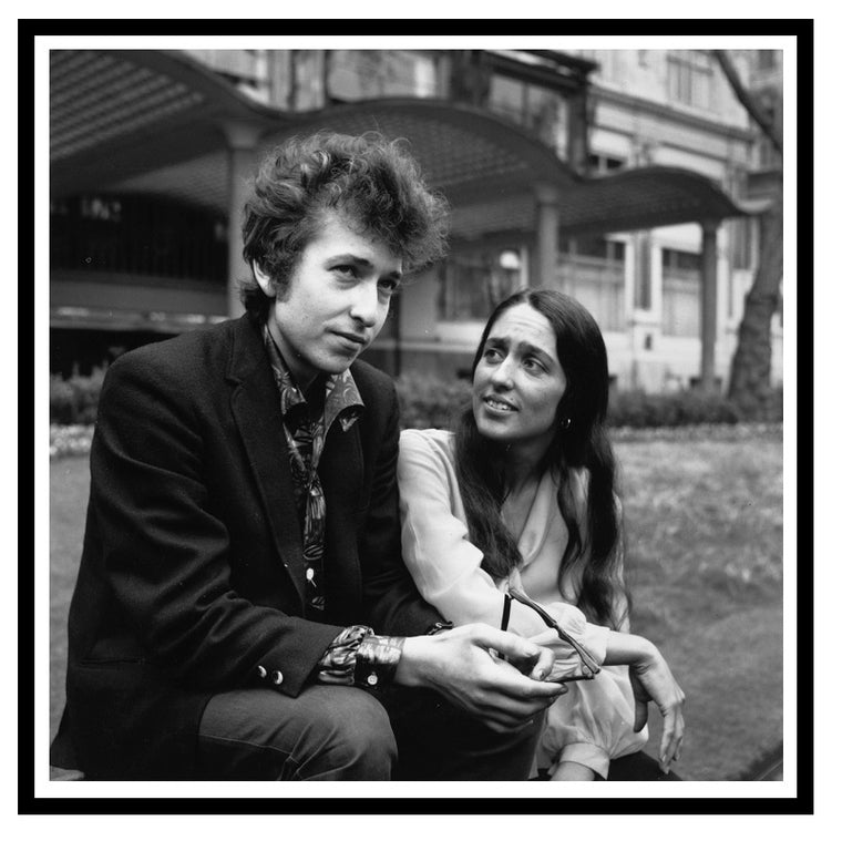 Bob Dylan and singer Joan Baez Frame Print 40 x 40