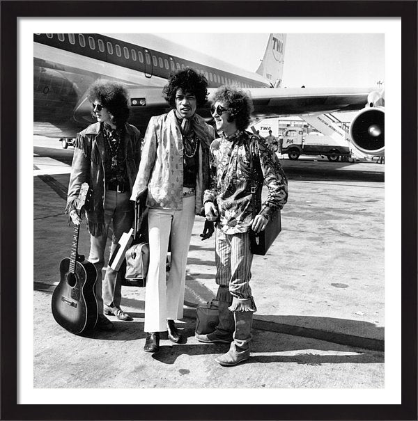 Jimi Hendrix Experience at London Airport Framed Print 28 x 28