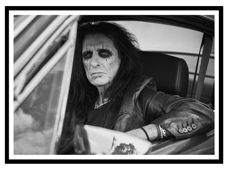 Alice Cooper In car Framed Print. 24 x 18