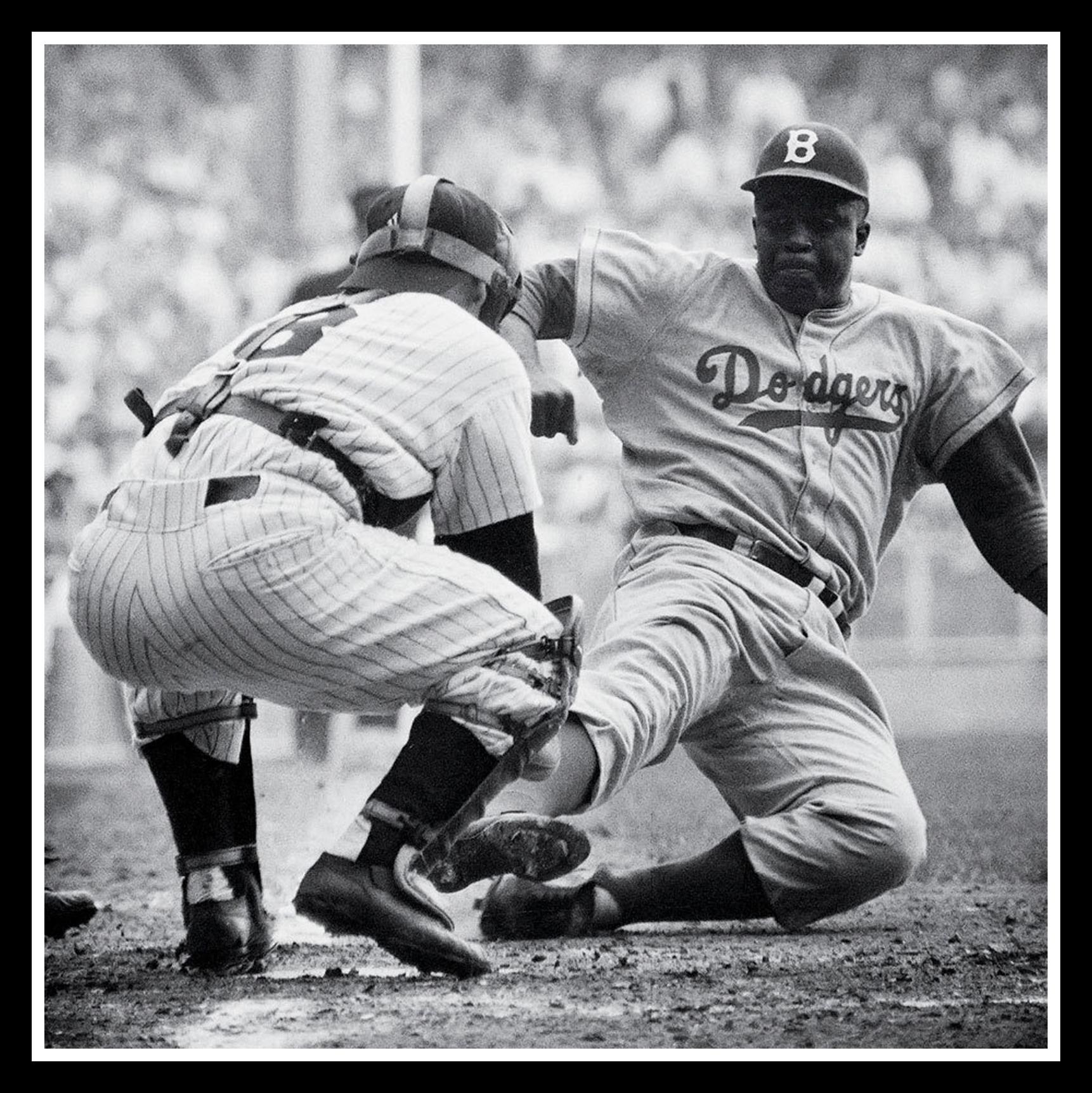 Jackie Robinson Game 1 of the 1955 World Series Framed Print 25 x 26